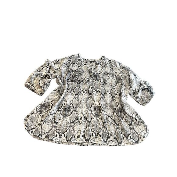 Apt. 9 Animal Print Snakeskin Pattern Sheer Popover Roll Tab Sleeves size 2X - Picture 2 of 10